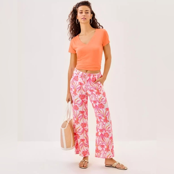 NWT Lilly Pulitzer Brawley 27" Linen Crop Pant - Picture 2 of 4